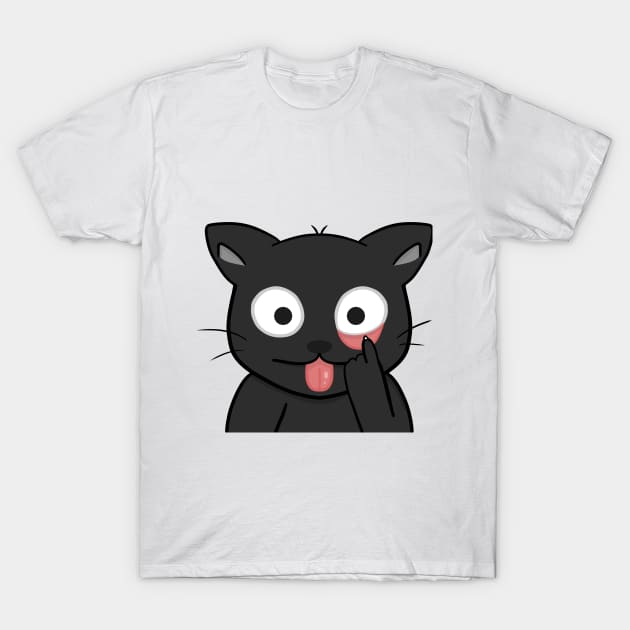 Cute tongue stick out black cat T-Shirt by Zakuro